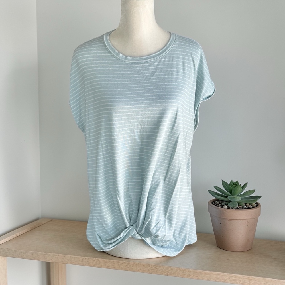 Maurices 24/7 Austin Stripes Knot Hem Short Sleeve Tee - Picture 2 of 8